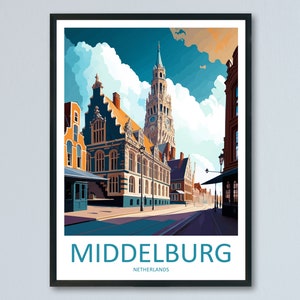 Middelburg Reisedruck Wandkunst Middelburg Wandbehang Wohnkultur Middelburg Geschenk Kunstliebhaber Niederlande Kunstliebhaber Geschenk Middelburg Kunst