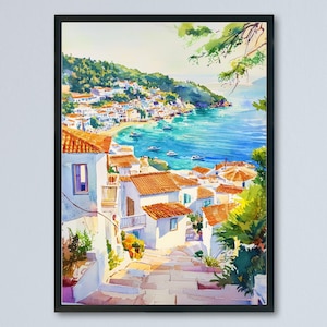 Skiathos Watercolor Poster Skiathos Travel Print Skiathos Greece Art Skiathos Island Decor Skiathos Wall Art