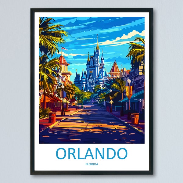 Impression de voyage à Orlando, art mural, décoration murale d'Orlando, décoration d'intérieur, cadeau d'Orlando, cadeau pour les amateurs d'art, Floride, impression d'Orlando pour la ville de Floride