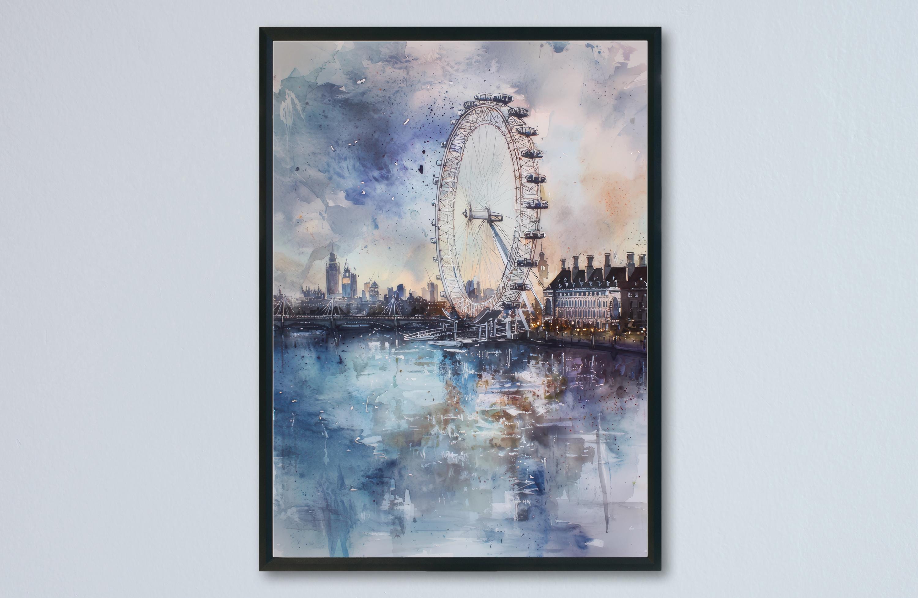 London Watercolor Poster London Travel Print London Wall Art London Cityscape Painting London Souvenir UK Decor
