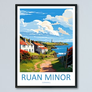 Stampa da parete Ruan Minor Travel, decorazione da parete Ruan Minor, decorazione per la casa, regalo Ruan Minor, amanti dell&#39;arte, regalo per amanti dell&#39;arte della Cornovaglia