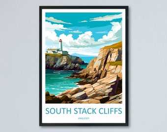 South Stack Cliffs Travel Print Wall Art South Stack Cliffs Wall Hanging Home Decor South Stack Cliffs Gift Art Lovers Wall Art Anglesey