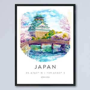 Japan Watercolor Poster Wall Art Japan Wall Hanging Home Décor Japan Gift Art Lovers Japan Wall Art