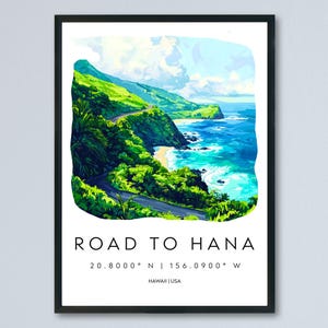 Road to Hana Aquarell Poster Wandkunst Road to Hana Wandbehang Wohnkultur Road to Hana Geschenk Kunstliebhaber Hawaii Kunstliebhaber Geschenk