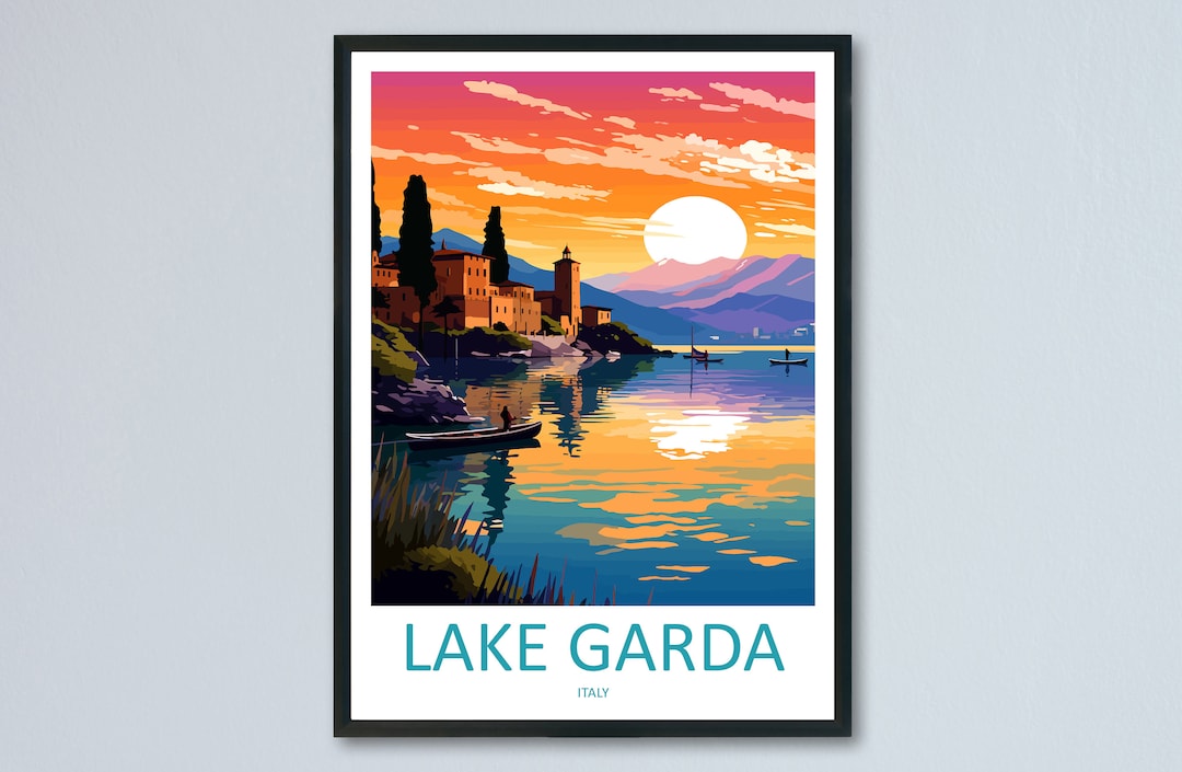 Lake Garda Travel Print Wall Art Lake Garda Wall Hanging Home Decoration Lake Garda Gift Art