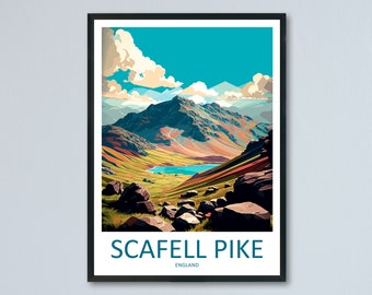 Scafell Pike Travel Print Wall Art Scafell Pike Wall Hanging Home Décor Scafell Pike Gift Art Lovers England Art Lover Gift Scafell Pike