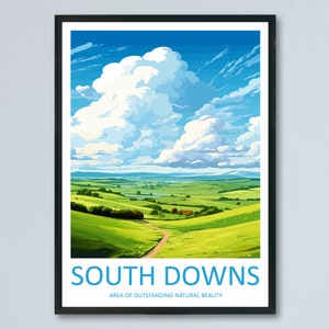 South Downs Travel Print Wall Art South Downs Wall Hanging Home Decor South Downs Gift Art Lovers Wall Art AONB Wall Print AONB Travel Print
