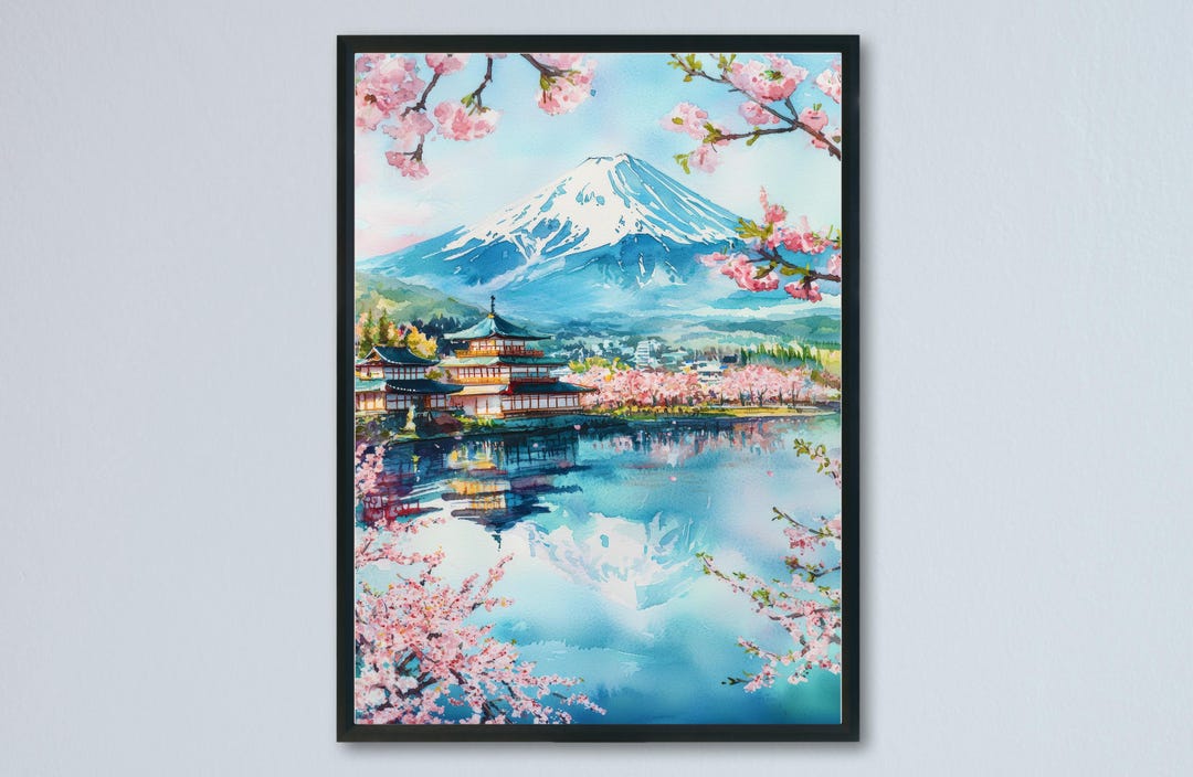 Japan Watercolor Poster Japan Travel Print Asian Landscape Painting ...