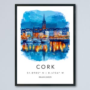 Cork Watercolor Poster Wall Art Cork Wall Decor Home Décor Cork Gift Ireland Art Lover Gift, Travel Souvenir Print
