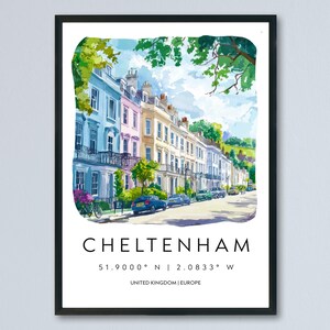 Cheltenham Watercolor Poster Wall Art Cheltenham Wall Hanging Home Décor Cheltenham Gift Art Lovers United Kingdom Wall Art