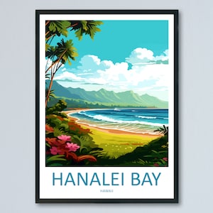Hanalei Bay Travel Print Wall Art Hanalei Bay Wall Hanging Home Décor Hanalei Bay Gift Art Lovers Hawaii Art Lover Gift Print Artwork