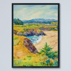 Mendocino Watercolor Poster Mendocino California Travel Print Wall Art Mendocino Home Decor Mendocino Gift Art Lovers Coastal Village