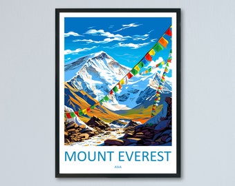 Stampa da parete con motivo di viaggio sul Monte Everest, decorazione da parete con motivo di viaggio sul Monte Everest, regalo per amanti dell'arte, decorazione da parete con motivo di viaggio in Cina