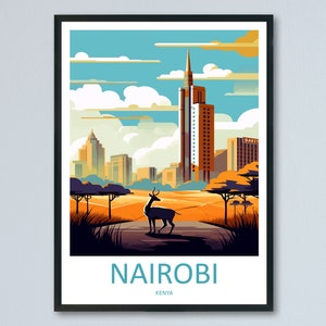 Nairobi Travel Print Wall Art Nairobi Wall Hanging Home Décor Nairobi Gift Art Lovers Kenya Art Lover Gift Kenya Travel Print