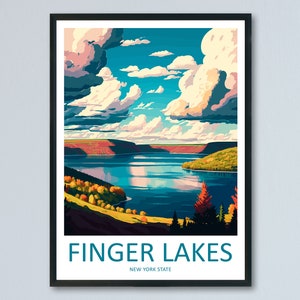 Finger Lakes Travel Print Finger Lakes Home Décor New York State Art Print New York State Wall Print For Finger Lakes Gift Wall Hanging