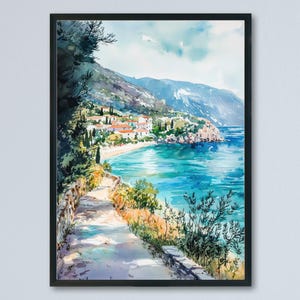 Ioannina Watercolor Poster Ioannina Travel Print Greece Wall Art Lake Painting Ioannina Souvenir Epirus Decor