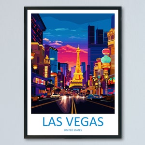Impresión de viaje de Las Vegas, arte de pared, colgante de pared de Las Vegas, decoración del hogar, regalo de Las Vegas, amantes del arte, regalo para amantes del arte de Nevada, decoración de pared de Las Vegas