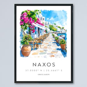 Naxos Watercolor Poster Naxos Greece Travel Print Wall Art Naxos Home Decor Naxos Gift Art Lovers Greece Art Naxos Island View