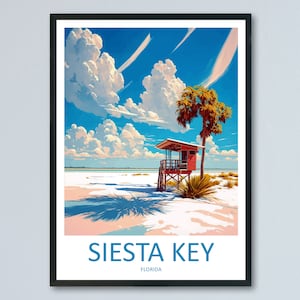 Siesta Key Travel Print Wall Art Siesta Key Wall Hanging Home Décor Siesta Key Gift Art Lovers Florida Art Gift Siesta Key Florida Gift