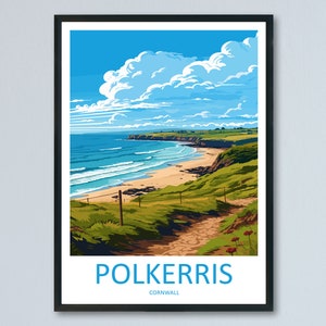 Polkerris Travel Print Wall Art Polkerris Wall Hanging Home Décor Polkerris Gift Art Lovers Cornwall Art Polkerris Gift