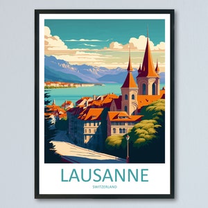Lausanne Travel Print Wall Art Lausanne Wall Hanging Home Décor Lausanne Gift Art Lovers Switzerland Art Lover Gift Lausanne Travel Art