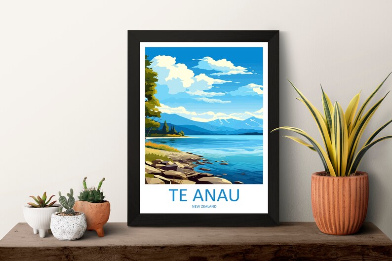 Te Anau Travel Print Wall Art Te Anau Wall Hanging Home Décor Te Anau Gift Art Lovers New Zealand Art Lover Gift Te Anau New Zealand Poster image 2