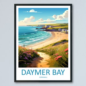Daymer Bay Travel Print Wall Art Daymer Bay Wall Hanging Home Décor Daymer Bay Gift Art Lovers Cornwall Art Lover Gift Daymer Bay Art Poster