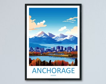 Anchorage Travel Print Wall Art Anchorage Wall Opknoping Home Decor Anchorage Gift Art Lovers Alaska Art Lover Gift Anchorage Gift