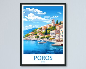 Poros Travel Print Wall Art Poros Greece Wall Hanging Home Decoration Poros Gift Art Lovers Wall Art Print Poros Greece Wall Art