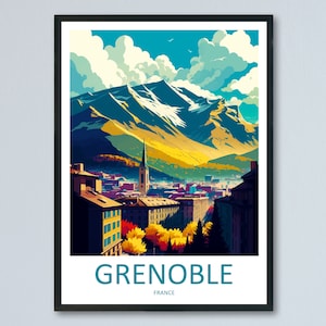 Grenoble Travel Print Wall Art Grenoble Wall Hanging Home Décor Grenoble Gift Art Lovers France Art Lover Gift Grenoble Print France Artwork
