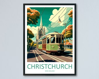 Christchurch Travel Print Wall Art Christchurch Wall Hanging Home Décor Christchurch Prezent Miłośnicy sztuki Nowa Zelandia Prezent Miłośnicy sztuki Christchurch