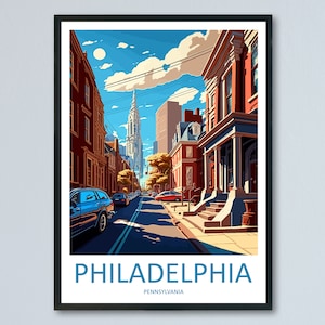 Philadelphia Travel Print Wandkunst Philadelphia Wandbehang Home Décor Philadelphia Geschenk Kunstliebhaber Pennsylvania Kunstliebhaber Reiseplakat
