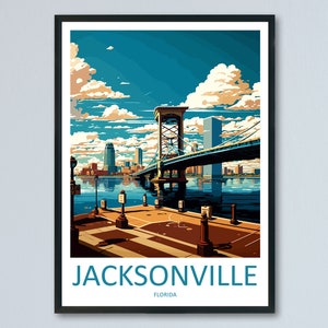 Jacksonville Reise Druck Wandkunst Jacksonville Wandbehang Home Dekor Jacksonville Geschenk Kunstliebhaber Florida Kunstliebhaber Geschenk Florida Druck