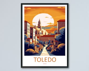 Impresión de viaje de Toledo, arte mural, colgante de pared de Toledo, decoración del hogar, regalo de Toledo, amantes del arte, regalo para amantes del arte de España, impresión de Toledo, arte mural de España