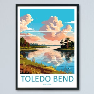 Impresión de viaje del embalse de Toledo Bend, arte de pared, colgante de pared del embalse de Toledo Bend, decoración para el hogar, regalo de Toledo Bend, amantes del arte, amante del arte de Texas