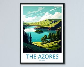 The Azores Travel Print Wall Art The Azores Wall Hanging Home Décor The Azores Gift Art Lovers Portugal Art Lover Gift The Azores Wall Décor