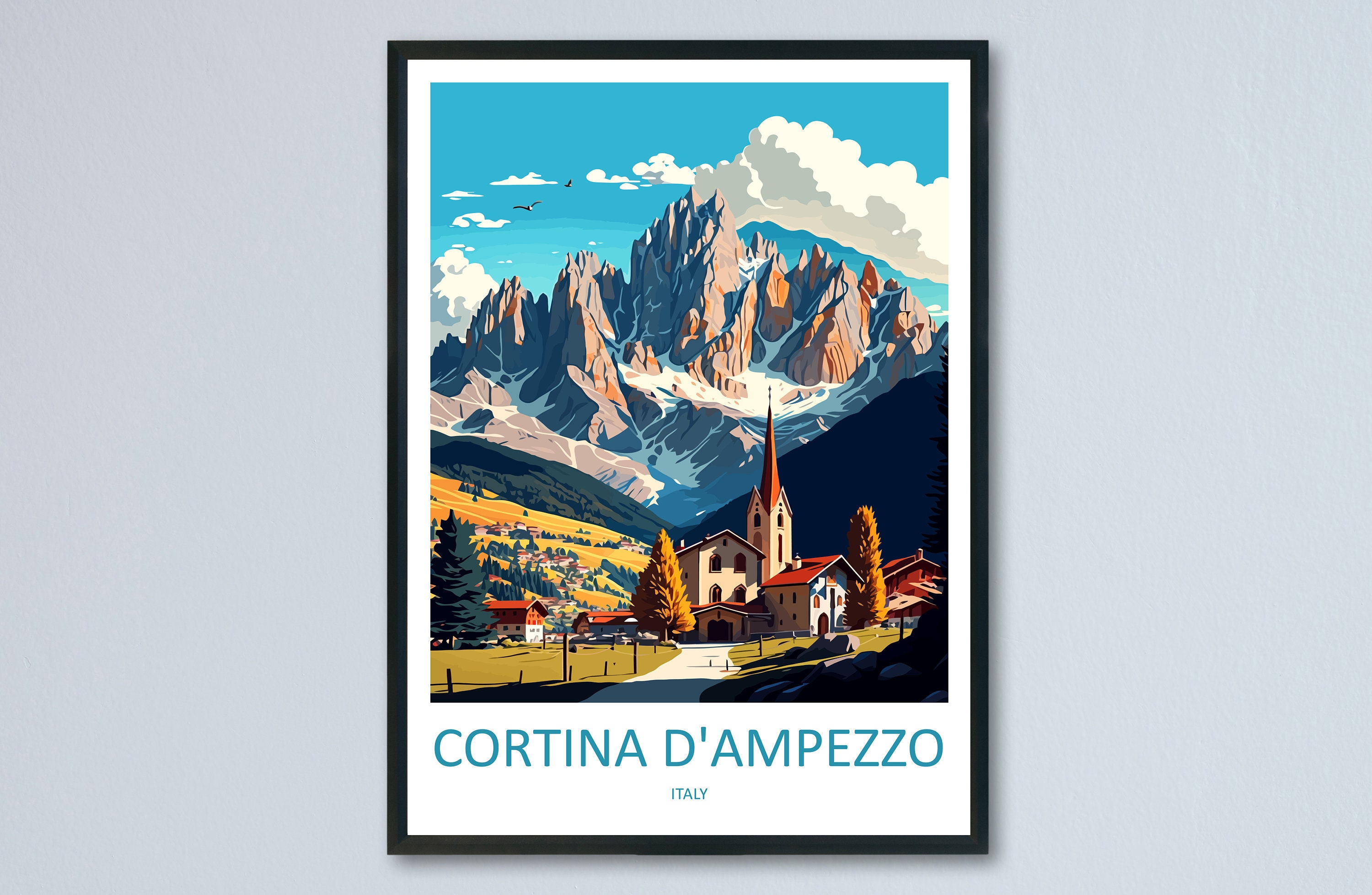 Cortina d'ampezzo Impresión de viaje Arte de pared Cortina d'ampezzo Colgante de pared Decoración del hogar Cortina d'ampezzo Regalo Amantes del arte Arte de pared Impresión Arte