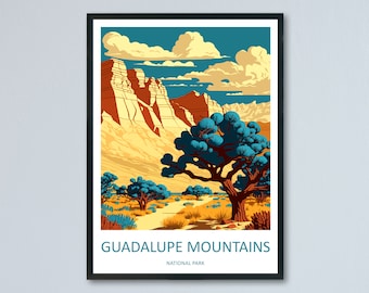 Guadalupe Mountains National Park Reise-Druck Wandkunst Guadalupe Mountains Nationalpark Wandbehang Home Décor Guadalupe Mountains Kunst