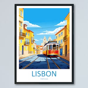 Impressão de viagem de Lisboa Arte de parede de Lisboa Decoração de casa Presente de Lisboa Amantes da arte Portugal Presente de amante da arte Cartaz de Lisboa