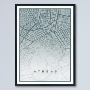 Athen Karte Drucken (8 FARBEN ERHÄLTLICH) Athen Poster Griechenland Wandkunst Athen Dekor Urban Street Map Reiseillustration