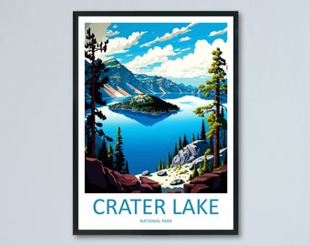 Crater Lake National Park Travel Print Wall Art Crater Lake National Park Wall Hanging Home Décor Crater Lake National Park Gift Art