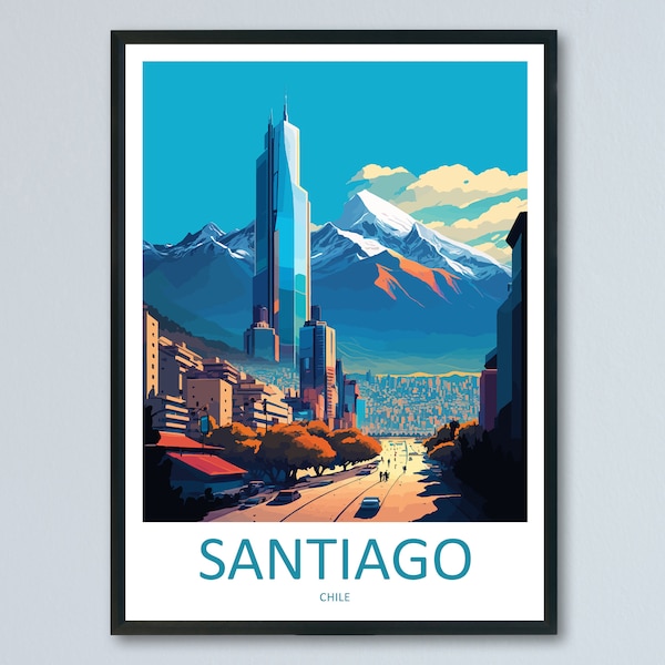 Santiago Travel Print Wall Art Santiago Wall Hanging Home Decoration Santiago Gift Art Lovers Wall Art Print Art Santiago Wall Print Chile