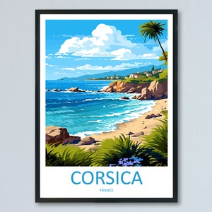 Korsika Reise Print Wandkunst Korsika Wandbehang Wohnkultur Korsika Frankreich Geschenk Kunstliebhaber Wand Kunst Korsika Wandkunst