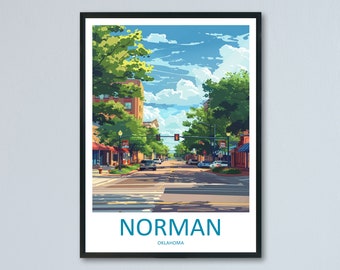 Norman Travel Print Wall Art Norman Wall Hanging Home Décor Norman Gift Art Lovers Oklahoma Art Lover Gift Norman Oklahoma Art