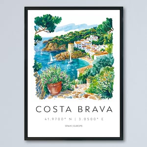 Costa Brava Watercolor Poster Costa Brava Spain Travel Print Wall Art Costa Brava Home Decor Costa Brava Gift Art Lovers Spain Art
