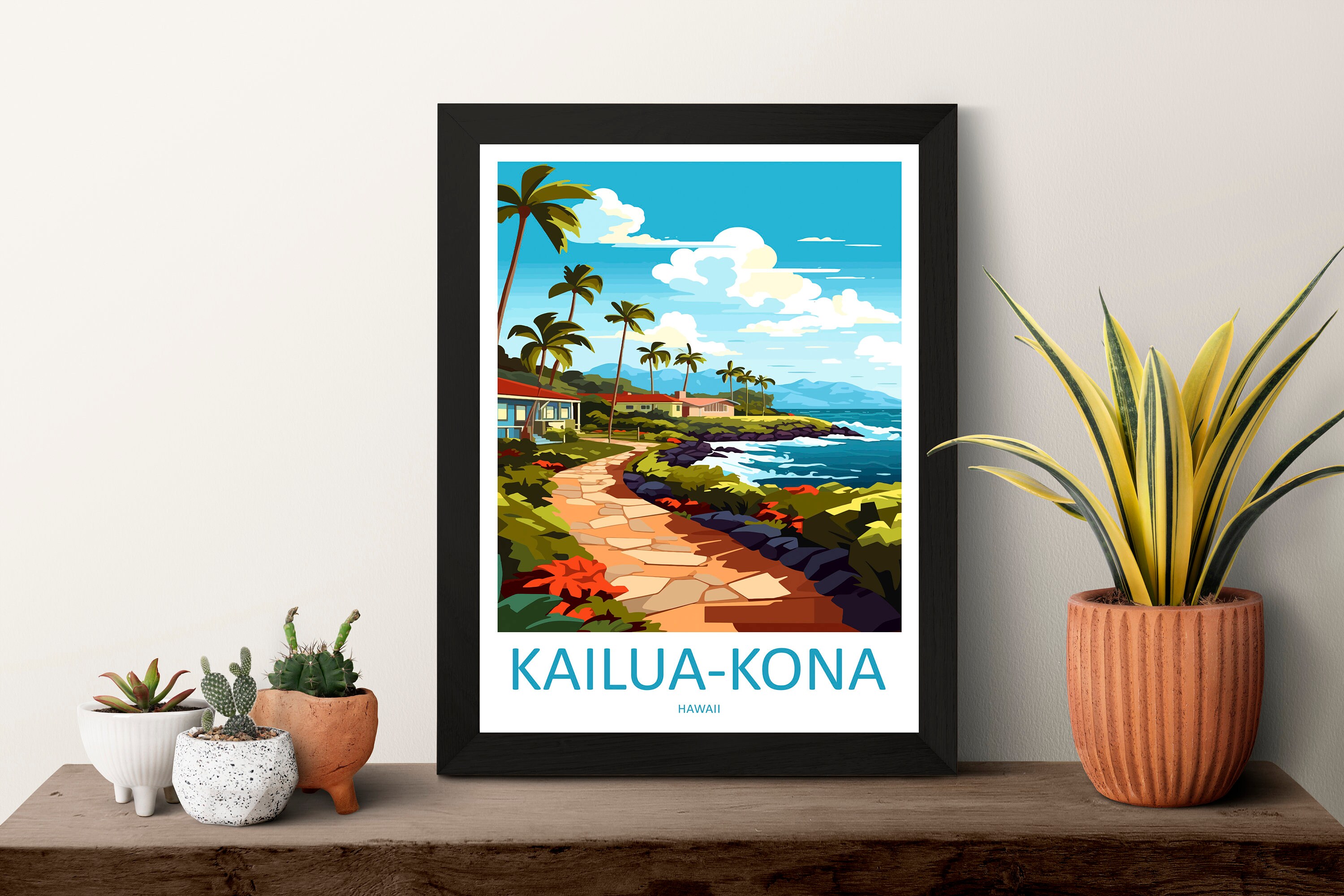 Kailua-kona Travel Print Wall Art Kailua-kona Wall Hanging Home