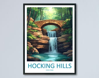 Hocking Hills State Park Print Home Décor Cityscape Art Print Hocking Hills Wall Art Travel Gift Wall Hanging Hocking Hills Ohio Poster Art