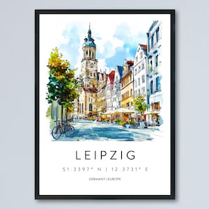 Leipzig Watercolor Poster Leipzig Germany Travel Print Wall Art Leipzig Home Decor Leipzig Gift Art Lovers Germany Music City