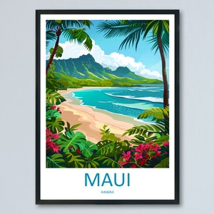 Maui Travel Print Wall Art Maui Wall Hanging Home Décor Maui Gift Art Lovers Hawaii Art Lover Gift Print Artwork
