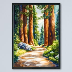 Sequoia National Park Watercolor Poster Sequoia National Park California Travel Print Wall Art Sequoia Home Decor Sequoia Gift Art Lovers